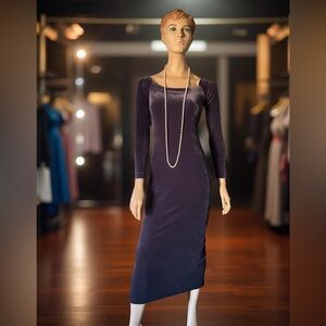 VINTAGE BETSEY JOHNSON CHARCOAL GRAY VELVET MIDI DRESS Sz M